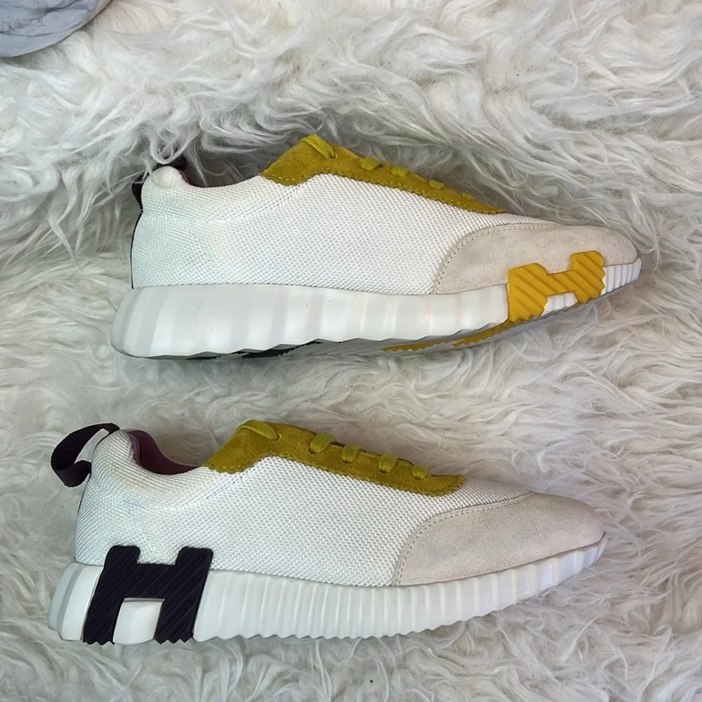Hermès Women’s Bouncing Low Top White/Yellow/Purple Accents Sneakers Size 36 EU - Picture 6 of 17